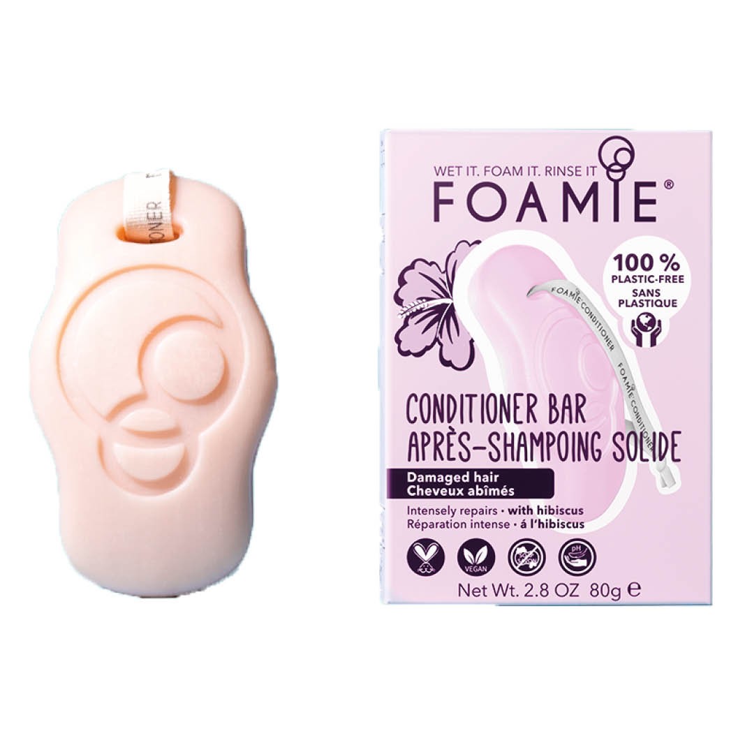 FOAMIE® - FOAMIE APRES SHAMPOING SOLIDE 80G - CHEVEUX ABIMES / HIBISCUS