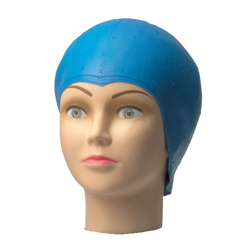 BONNET MECHES CAOUTCHOUC BLEU